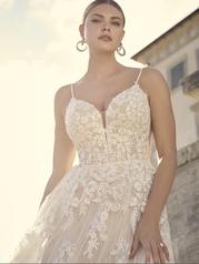 21SS766A02 Ivory/Pewter Accent Over Nude Gown With Natural Il detail