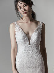 9SN866 Ivory gown with Nude Illusion detail