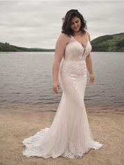 23SK055B01 Ivory/Pewter Accent Over Pearl Gown With Ivory Ill front