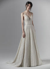 9SC899 Ivory Ombre Shimmer gown with Nude Illusion front