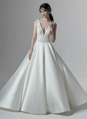 9SS863 Ivory gown with Ivory Illusion front