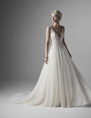 20SC259 Ivory Gown With Ivory Illusion front