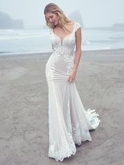 22SC556 Ivory Over Nude Gown With Natural Illusion front