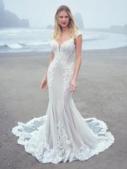 22SC556 Ivory Over Nude Gown With Natural Illusion front