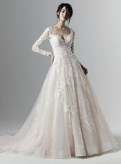 9SC841 Ivory gown with Nude Illusion front