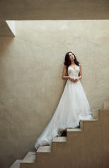 20SC262 Ivory Gown With Ivory Illusion front