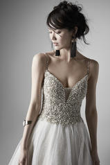 20SC184 Ivory Shimmer Gown With Nude Illusion detail