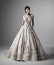 20SC235 Ivory Gown With Nude Illusion front