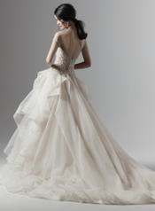 9SS854 Ivory/Pewter Accent gown with Ivory Illusion back