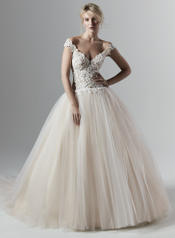 9SS891 Ivory gown with Ivory Illusion front