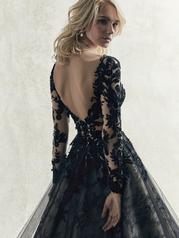 9SC076 Black Over Nude Gown With Natural Illusion detail