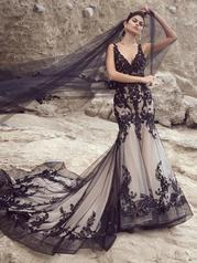 23SC140A02 Black Over Nude Gown With Natural Illusion front