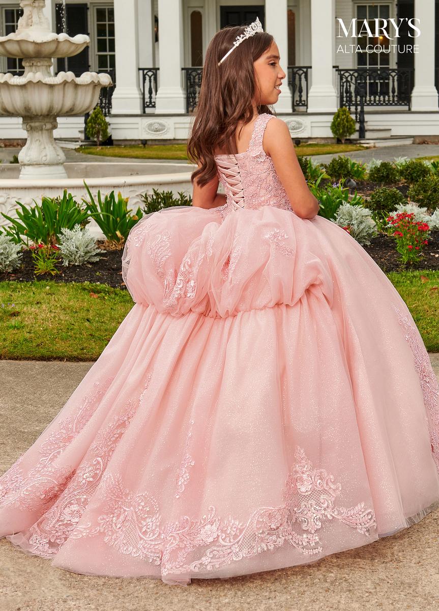 light pink dress quince Quinceanera Glitter Corset Long Ball Gown line ball gown that exudes grace and sophistication Mini Quince by Rachel Allan