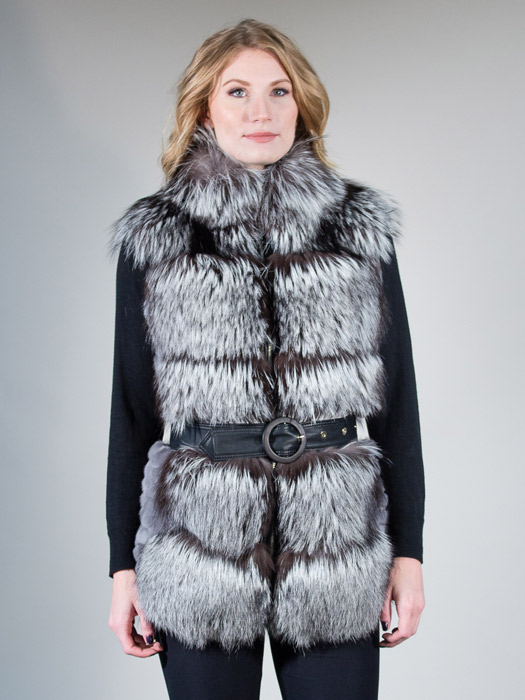 Belted Fox Fur Vest FV010