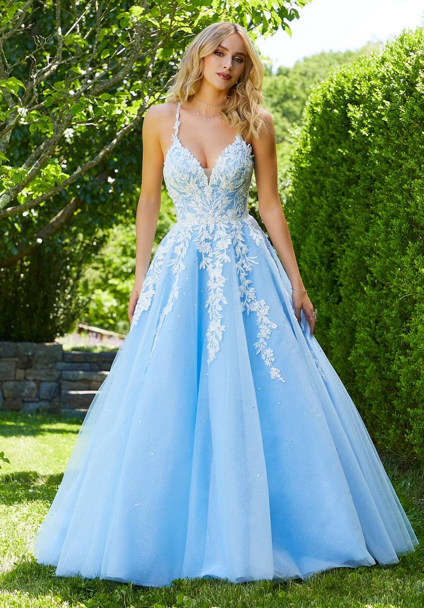 ball room prom dresses Strapless Long Blue Ballroom Prom Dress With Big Ruffle Skirt - $268.6894 #TZ1340