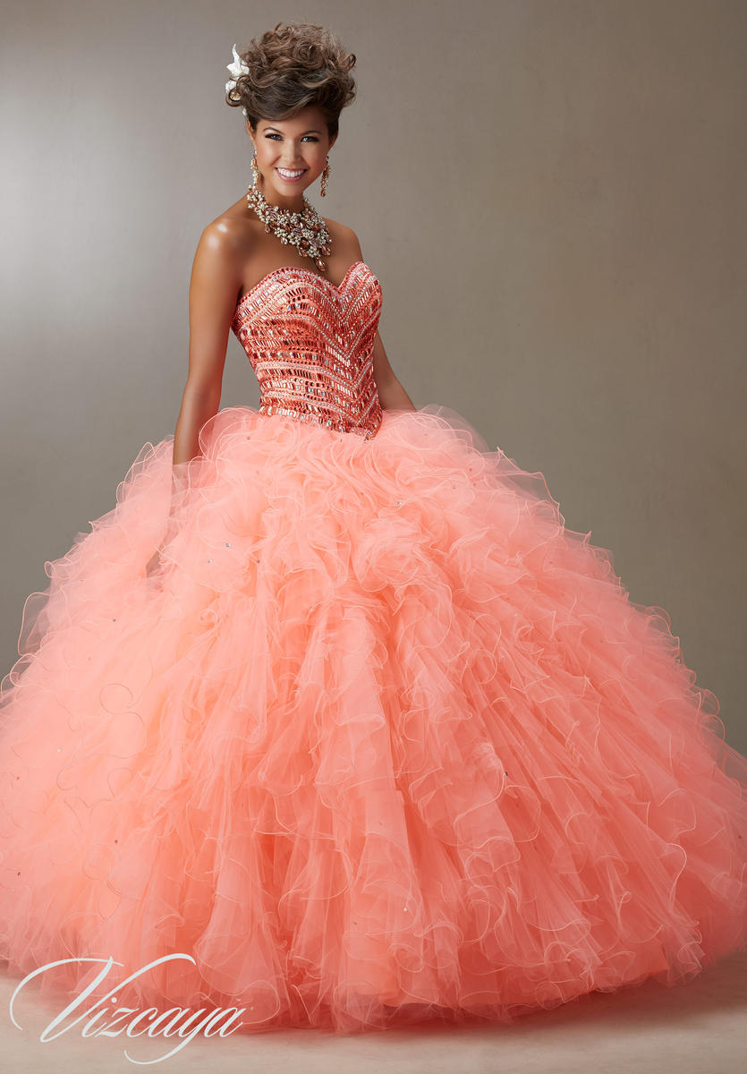 open lace back dress Lace Strapless Sheer Bodice Quinceanera Dress