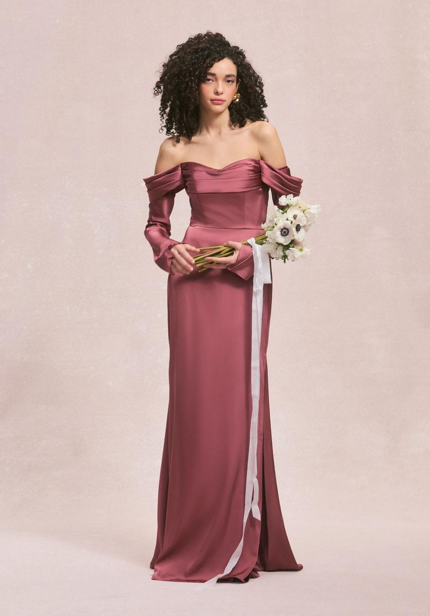 morilee bridesmaid dresses rosewood Mori Lee 21810-1 Satin Bridesmaid Dress  V-Neck & Open Back  RashawnRose Bridal & Prom