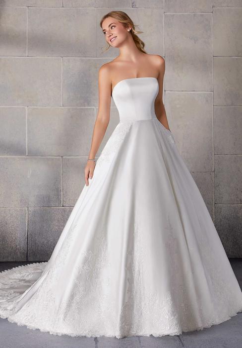 Morilee - Strapless A-line Lace Trim Bridal Gown