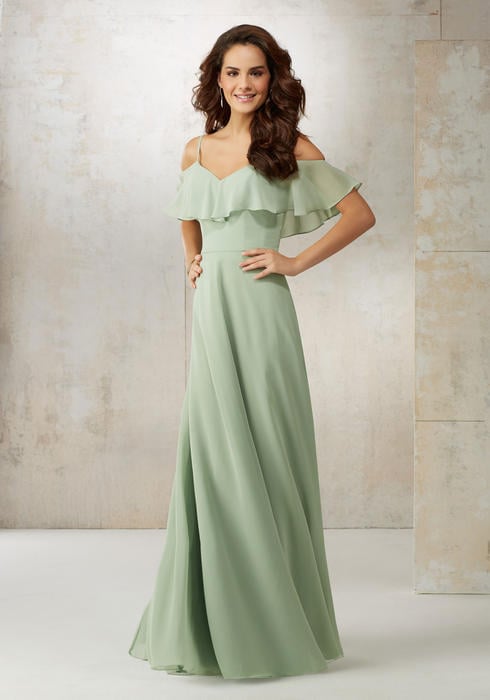 Morilee - Chiffon Cold Shoulder Ruffled Bridesmaid Gown 21509