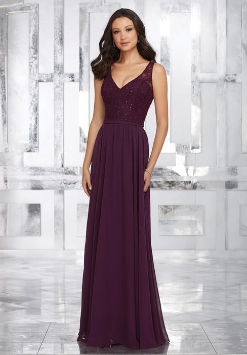Morilee - Lace Chiffon Beaded Bridesmaid Gown