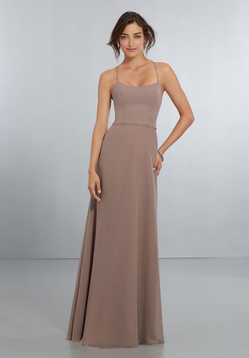 Morilee - A-Line Chiffon Gown with Spaghetti Straps