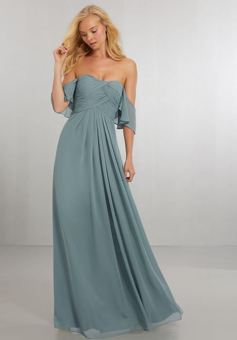 Morilee - Off-Shoulder Ruched Bridesmaid Gown