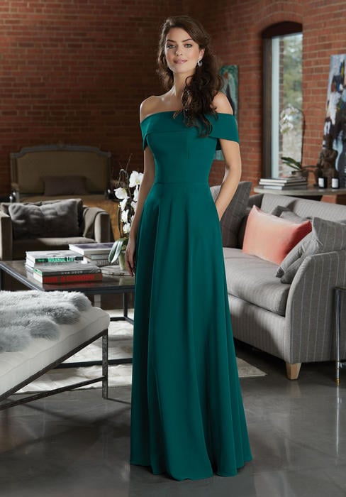Morilee - Off-Shoulder Chiffon A-Line Bridesmaid Gown 21596