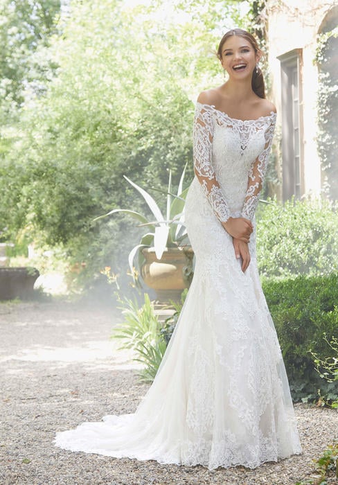 Morilee - Off-Shoulder Long Sleeve Lace Bridal Gown 5709