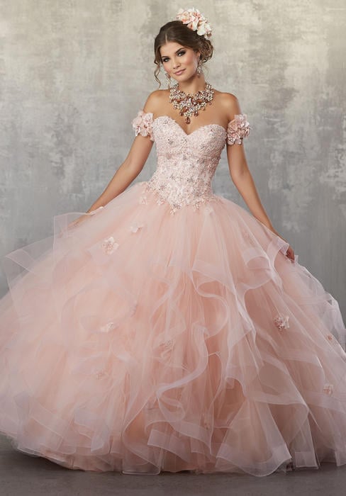 Morilee - Floral Flounced Tulle Ball Gown