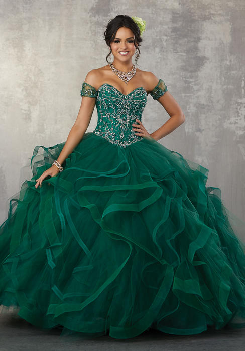 Morilee - Strapless Embellished Flounced Ball Gown 89176