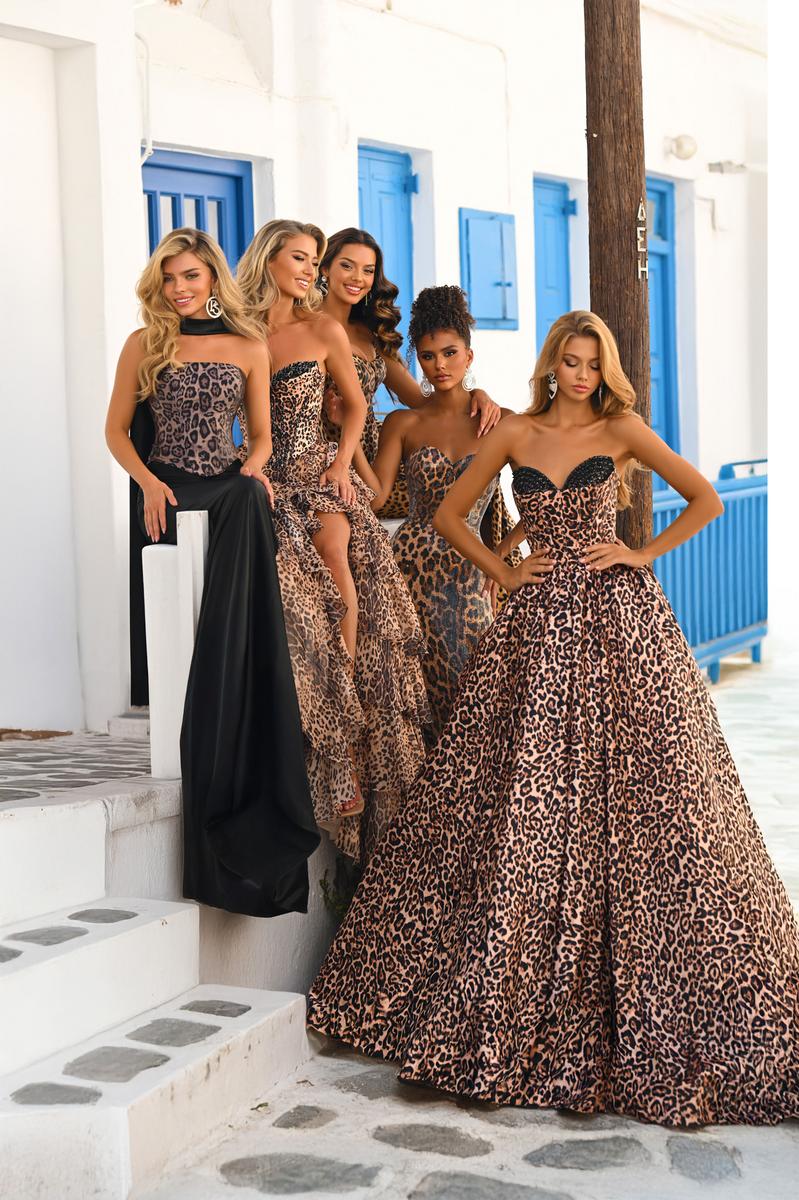 leopard sequin prom dress Strapless Leopard-Print Prom Gown: Jovani 48651 Animal Print / 00