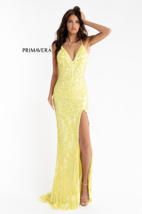 Primavera Couture - Fully Beaded High Slit X Back Gown