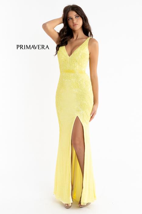 Primavera Couture - Fully Beaded Floral Design with Sequin Belt Gown