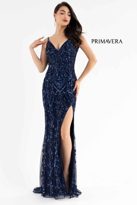 Primavera Couture - Beaded Sequin Gown with Slit