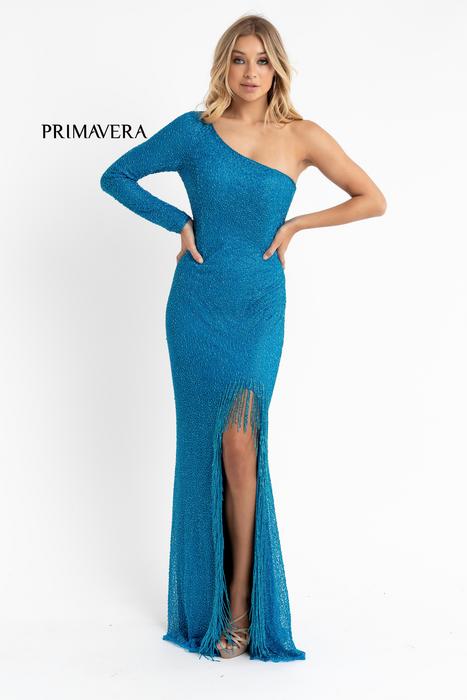 Primavera Couture - One Shoulder Beaded Gown with Fringe