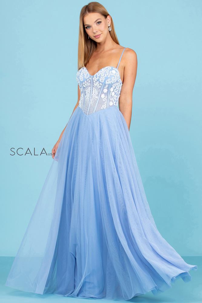 SCALA - 60261 Intricate Sequin Gown with Slit – Couture Candy
