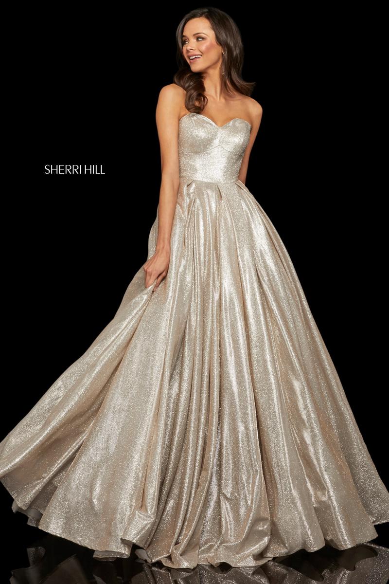 sherri hill silver sequin dress