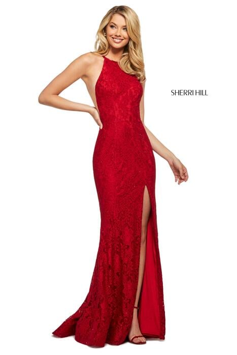 Sherri Hill - Lace Gown High Neckline 53361