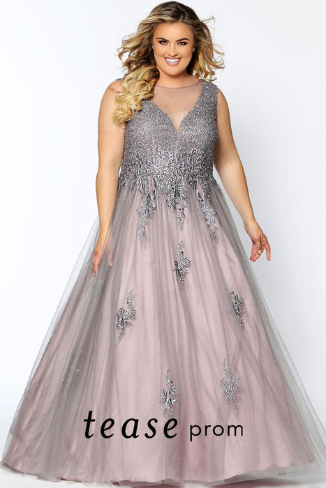 Sydney's Closet - Mesh Gown Embroidered Bodice TE2028