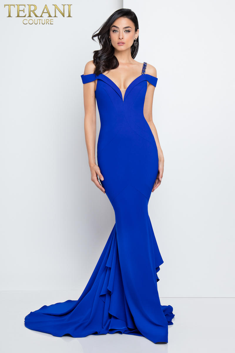 terani couture navy blue dress