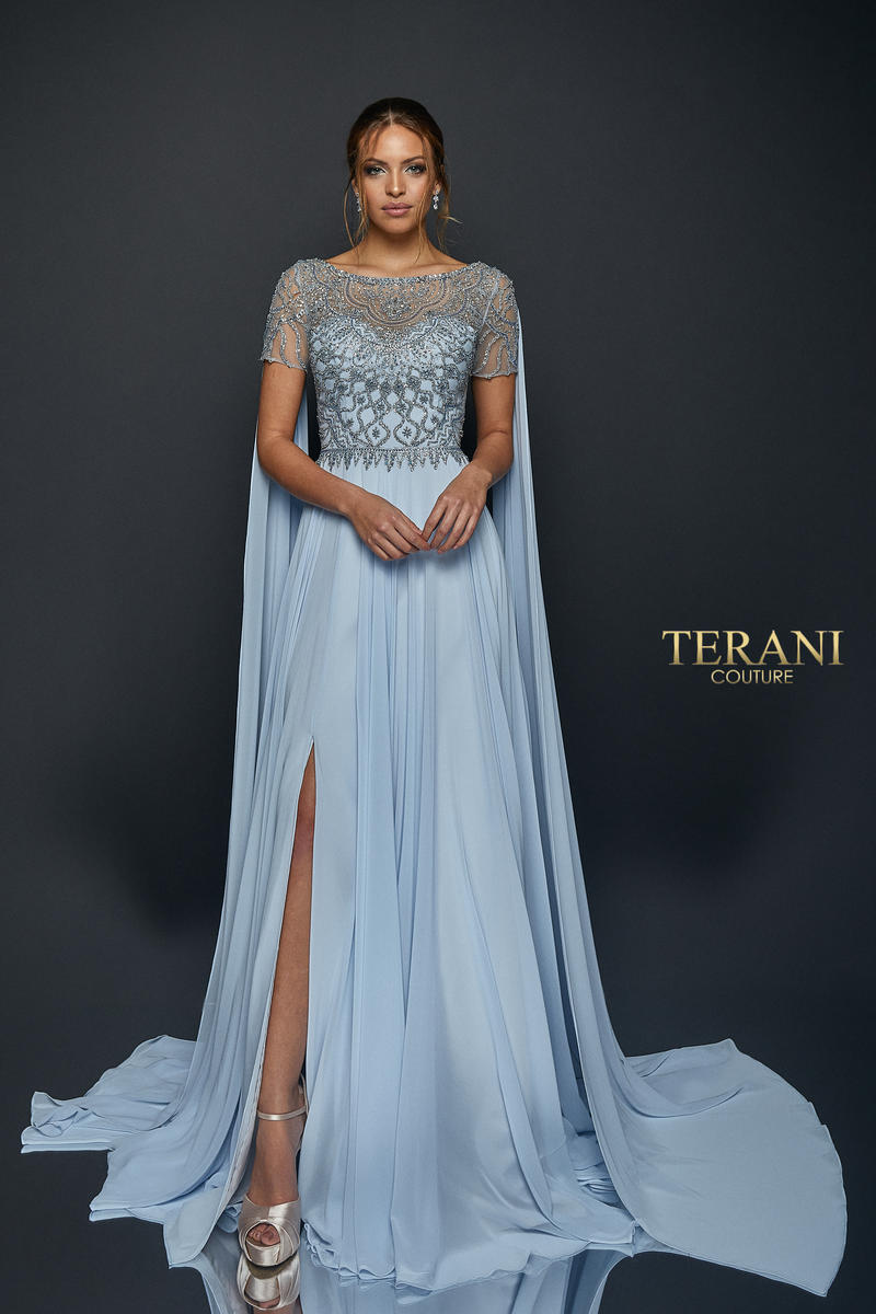 terani couture long sleeve beaded bodice ball gown