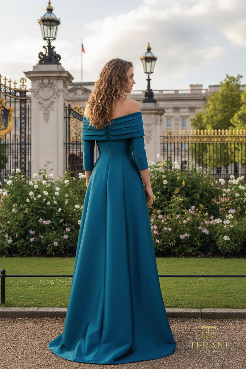 teal mother of the bride dress GLS Long Mother of the Bride Dress GL3434 - A-line Chiffon Gown - Mauve - 3/4 Sleeve