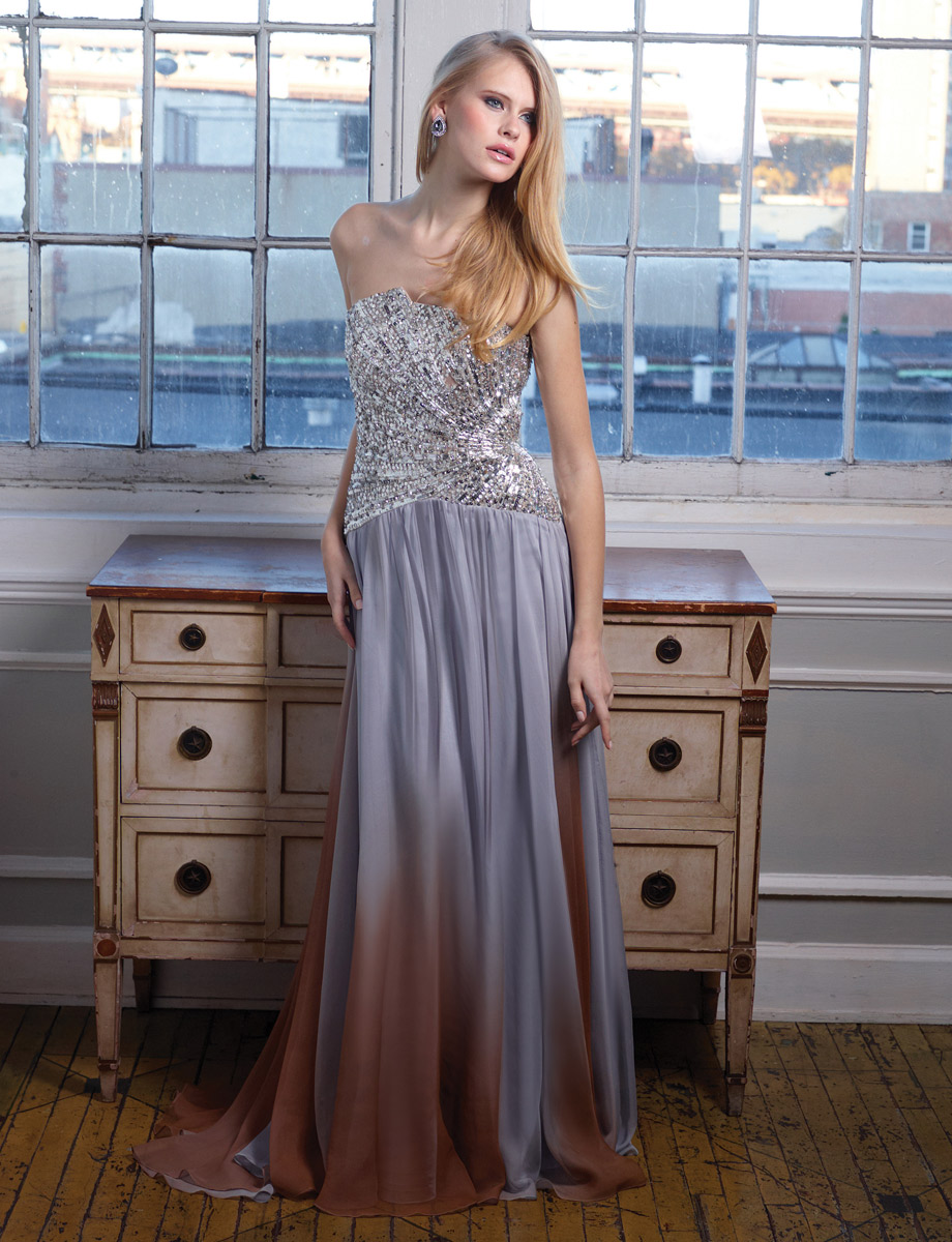TERANI シルバー パーティードレス　オフショル Terani Evenings E1756 Castle Couture
