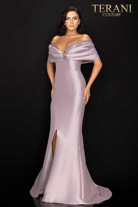 Terani - Off The Shoulder Satin Gown