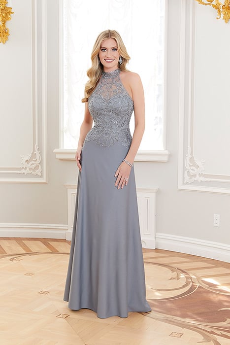 MGNY for Morilee - Halter Neck Sleeveless Embrodiered Jersey Gown 72715
