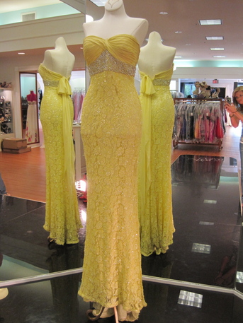 Can be ordered in custom size & colors.   Sherri Hill Yellow Beaded Lace